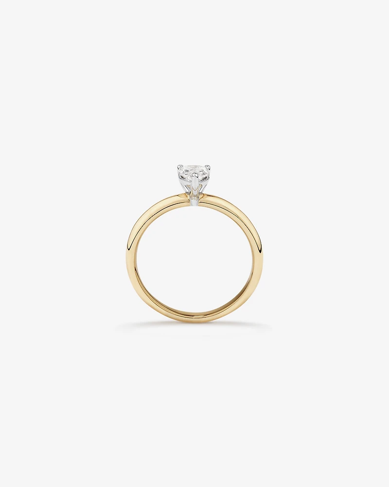Bague de fiançailles solitaire diamant taille poire certifié TW de 0,70 carat en or jaune et blanc 18 carats