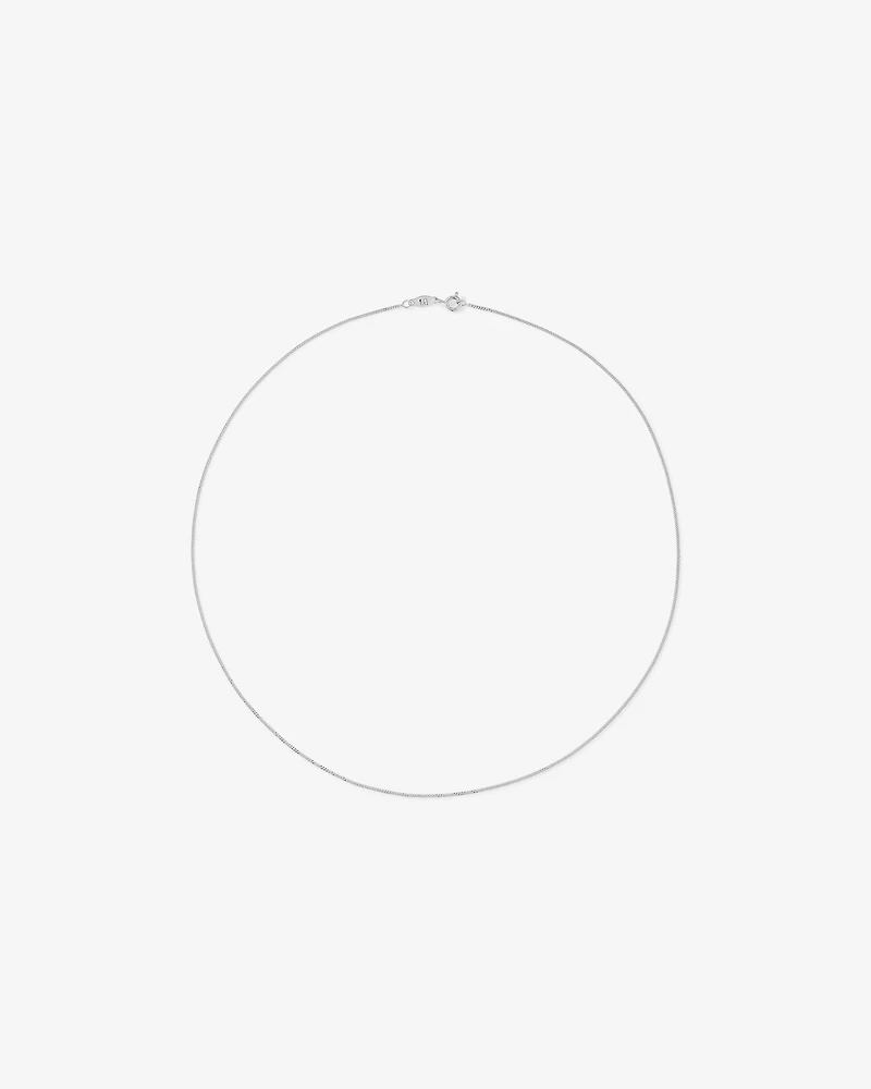 45cm (17") 1.05mm Width Solid Diamond Cut Curb Chain in 10kt White Gold