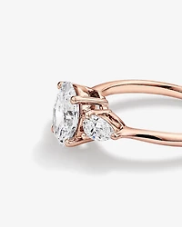 1.65 Carat TW Three Stone Oval and Pear Shaped Laboratory-Grown Diamond Engagement Ring in 14kt Rose Gold