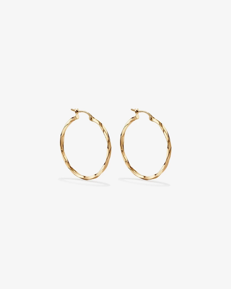 28mm Square Twist Hoop Earrings in 10kt Yellow Gold