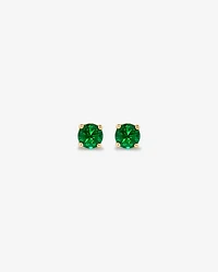 Stud Earrings with Green Created Emerald in 10kt Yellow Gold