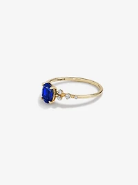 Sapphire and 0.12 Carat TW Diamond Ring 10kt Yellow Gold