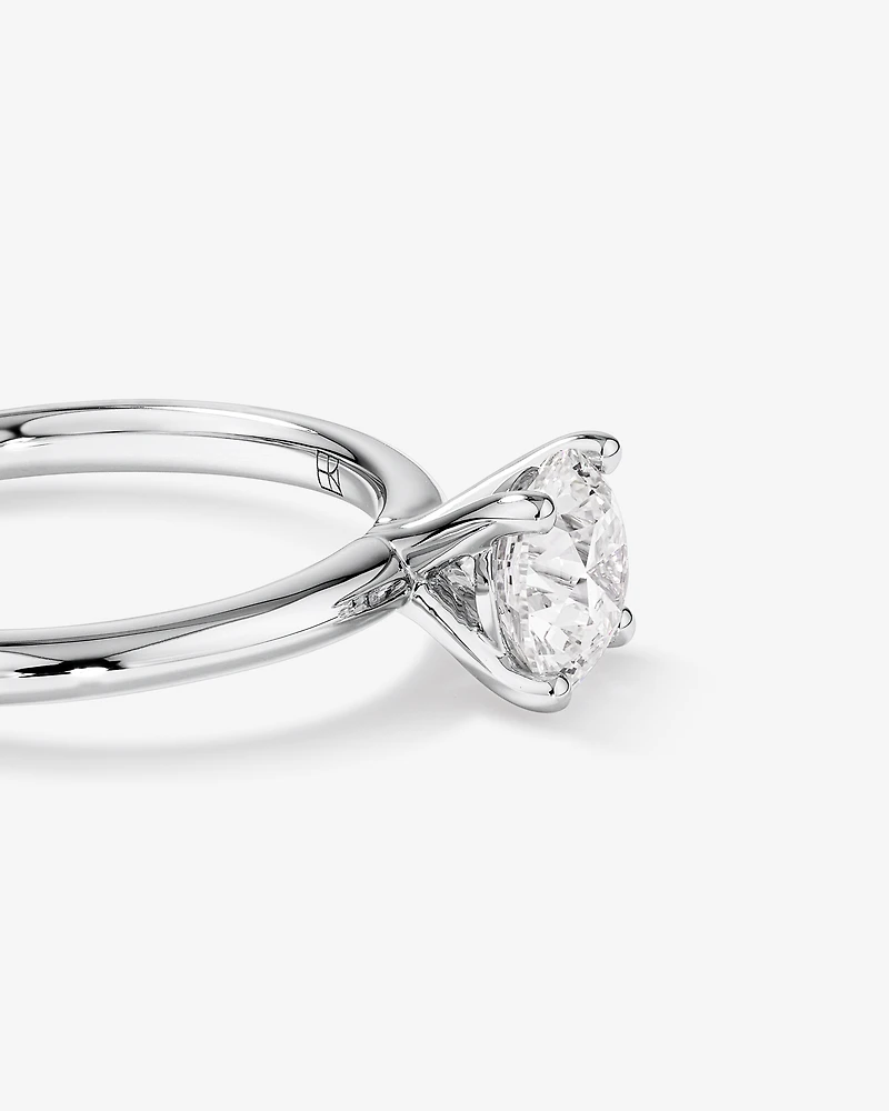 Bague de fiançailles en diamant solitaire ronde brillante cultivée laboratoire 1 carat or blanc 14 carats