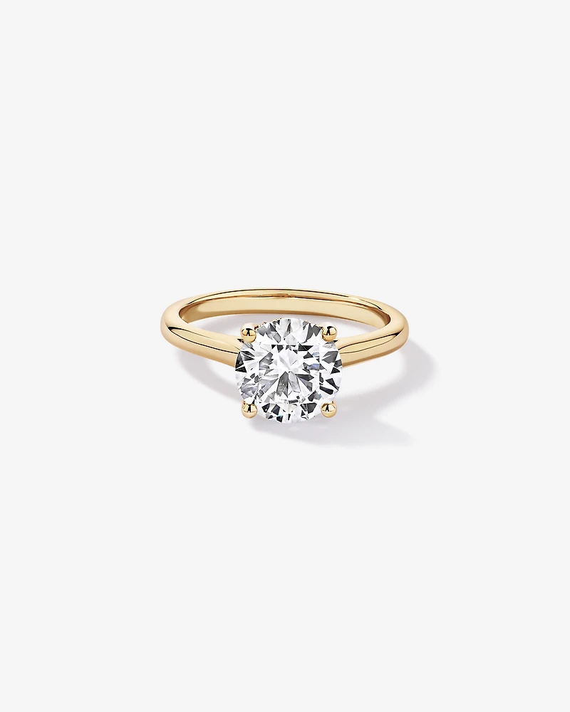 Bague solitaire en or jaune 14 carats sertie d'un diamant rond brillant de 2,32 carats, cultivé laboratoire