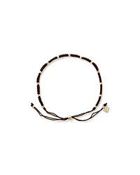 Bracelet à perles en cordon brun en or jaune 10 carats