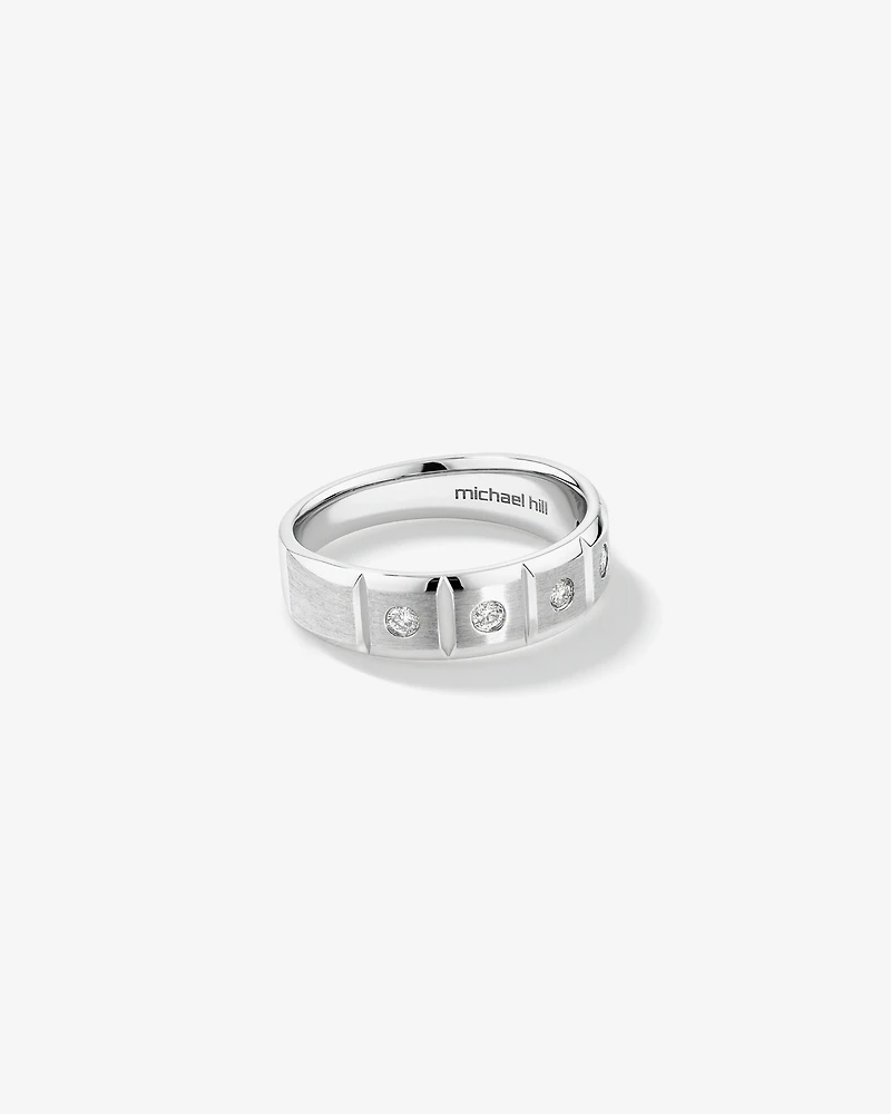 Carat TW Round Brilliant Bevelled Edge Men's Ring Platinum