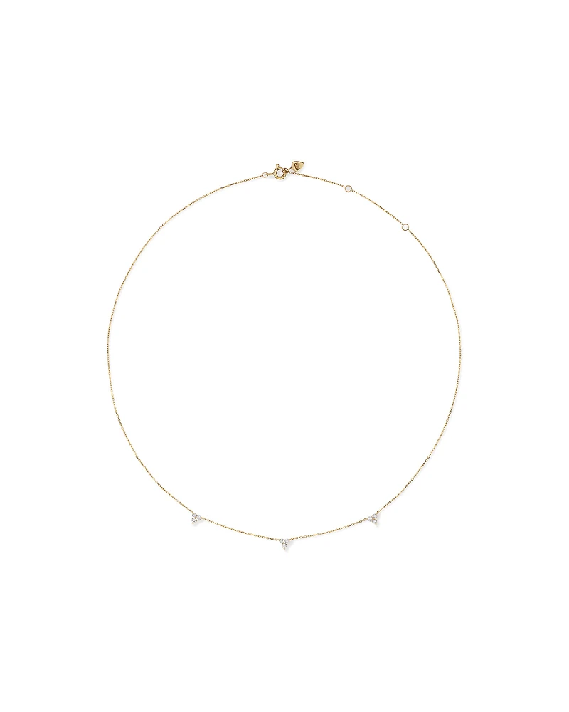 Station Necklace With 0.25 Carat TW Diamonds in 10kt Yellow Gold