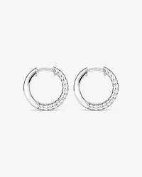 Textured Double Huggie Earrings in Sterling Silver