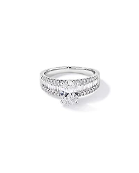 2.21 Carat TW Oval and Baguette Laboratory-Grown Side Accent Diamond Ring 14kt White Gold