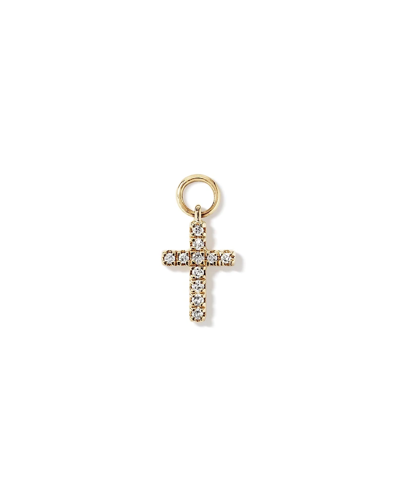 Cross Single Ear Charm with 0.04 Carat TW of Diamonds in 10kt Yellow Gold