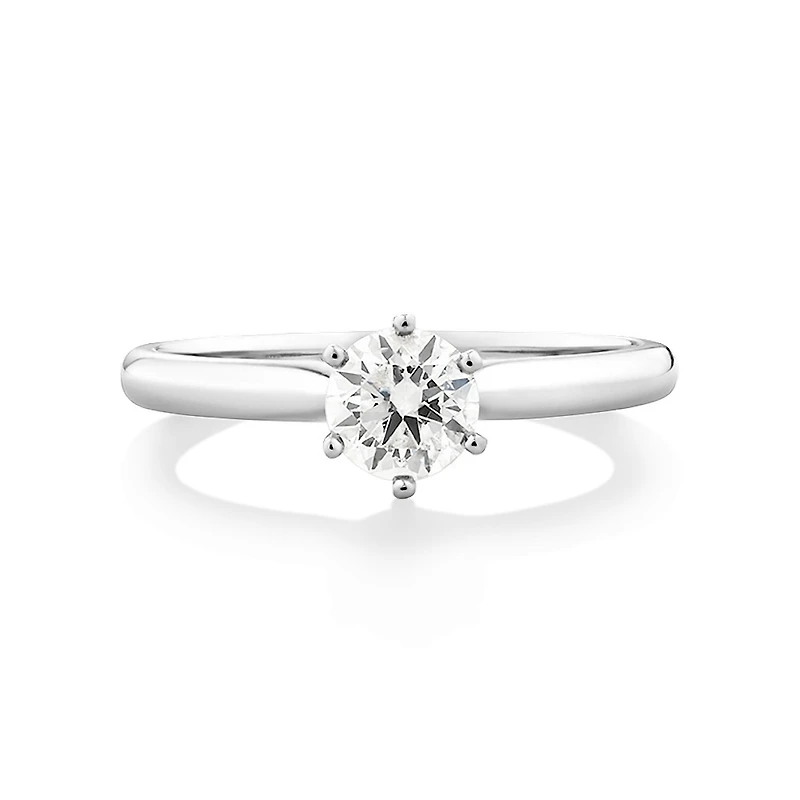 Bague de fiançailles en or blanc 18 K à diamant solitaire certifié totalisant 0,50 ct