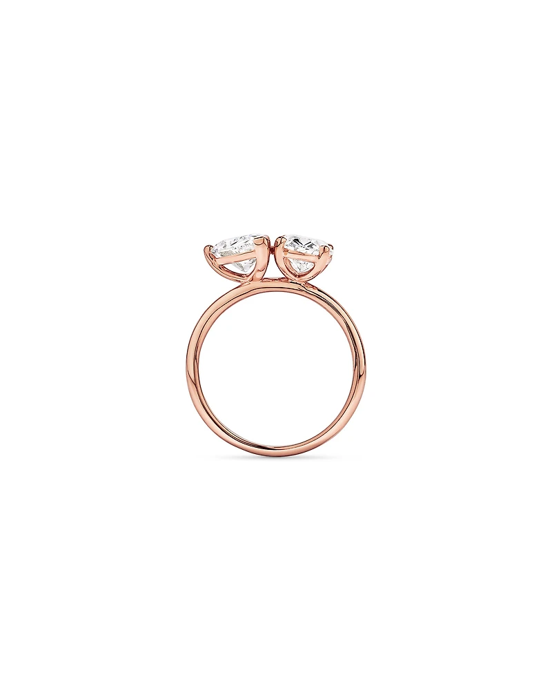 3.00TW Pear and Oval Laboratory-Grown Diamond Two Stone Engagement Ring in 14kt Rose Gold