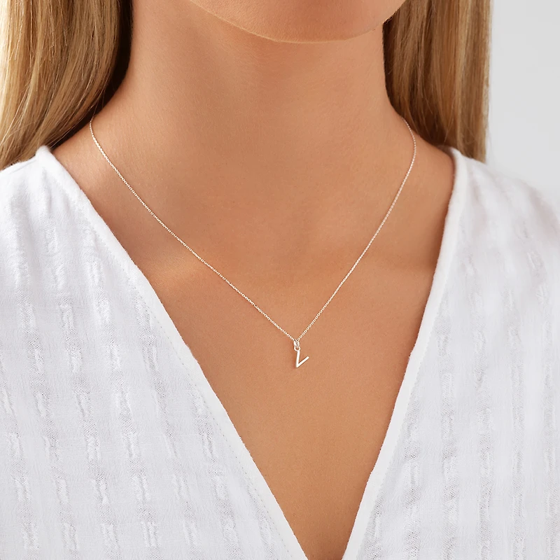 "V" Initial Pendant in Sterling Silver