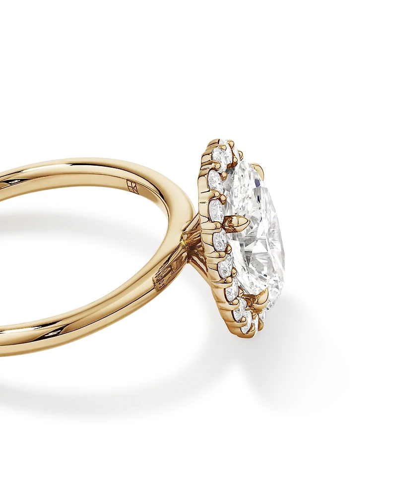 2.34 Carat TW Oval Cut Laboratory-Grown Diamond Halo Engagement Ring in 14kt Yellow Gold
