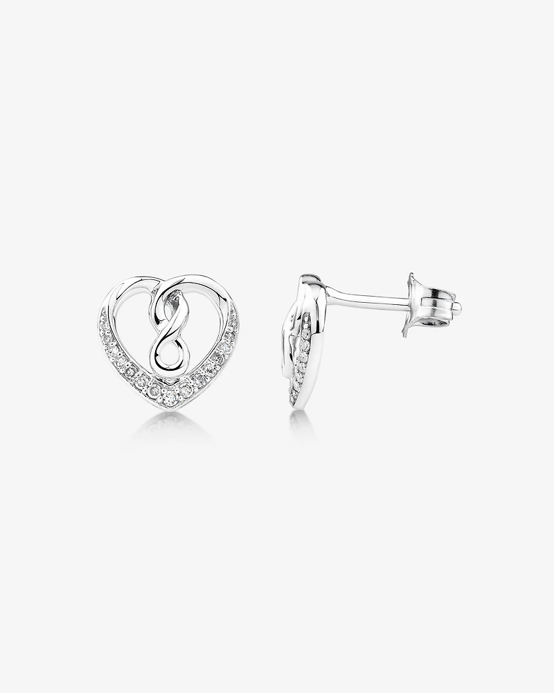 Heart infinitas Earring with 0.12 Carat TW of Diamonds in Sterling Silver