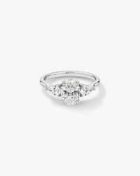 1.65 Carat TW Three Stone Oval and Pear Shaped Laboratory-Grown Diamond Engagement Ring 14kt White Gold