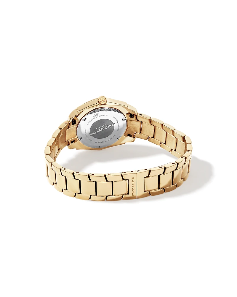 Women's Mother of Pearl Watch with 0.28 Carat TW of Diamonds in Gold Tone Stainless Steel