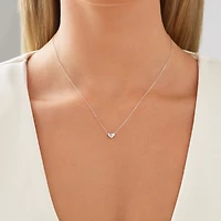 Mini Heart Necklace with .004TW of Diamonds in Silver