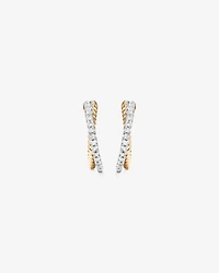 Crossover Hoop Earrings with .20 Carat TW Diamonds in Sterling Silver and 10kt Yellow gold