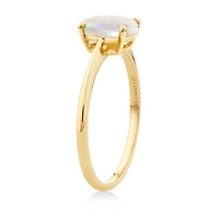 Australian Opal Solitaire Ring in 10kt Yellow Gold