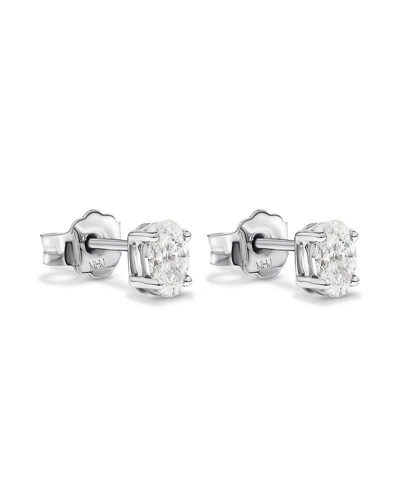 0.50TW Lab Diamond Oval Stud Earrings in Silver