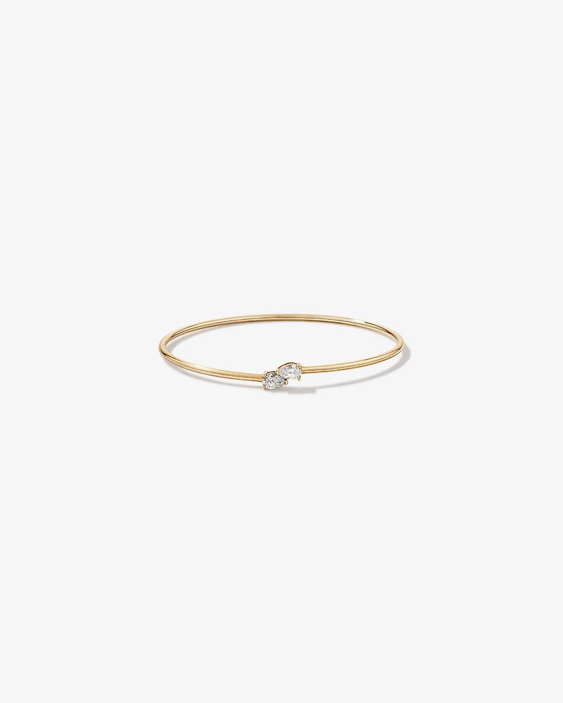 0.60 Carat TW of Laboratory-Grown Pear Cut Diamond Torque Bangle in 10kt Yellow Gold