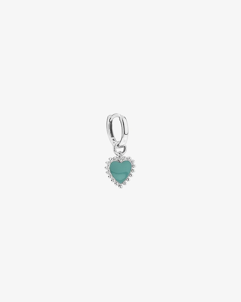 Blue Enamel Heart Earring Charm in Sterling Silver