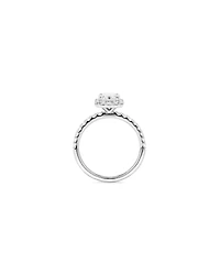 Bague De Fiançailles Halo En Diamant Laboratoire Taille Émeraude 1,78 Carat Poids Total Or Blanc 14 Carats