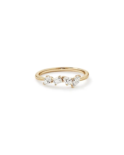 Bague en diamant de quatre pierres taillée laboratoire 0,40 carat TW cultivé or jaune 10 carats