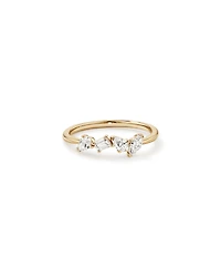 Bague en diamant de quatre pierres taillée laboratoire 0,40 carat TW cultivé or jaune 10 carats