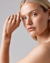 Bague de Fiançailles en Or Blanc 14 kt avec Twist de Diamants Ronds Brillants Lab-Grown de 1,40 Carat TW