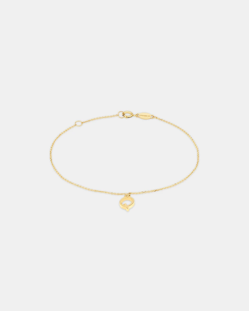 19cm (7.5") Q Initial Bracelet in 10kt Yellow Gold