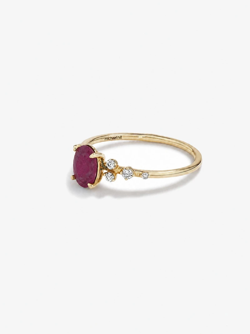 Ruby and 0.12 Carat TW Diamond Ring 10kt Yellow Gold