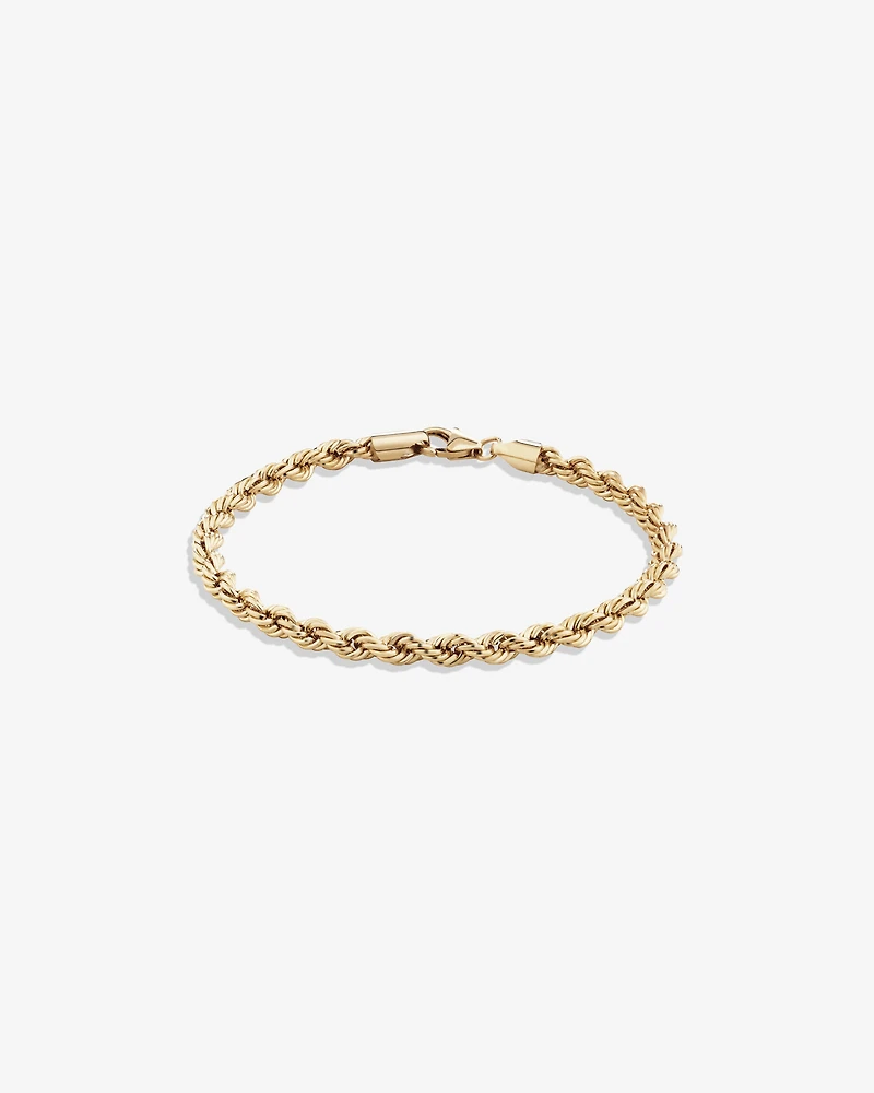 19cm (7.5") 4mm-4.5mm Width Rope Bracelet in 10kt Yellow Gold