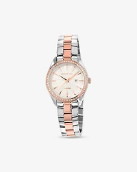 Two-Tone Women's 0.60 Carat TW Diamond Quartz Watch in Rose Gold Tone Stainless Steel