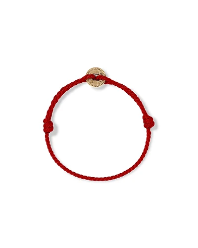Bracelet pièce Année du Cheval avec cordon rouge en or jaune 10 ct