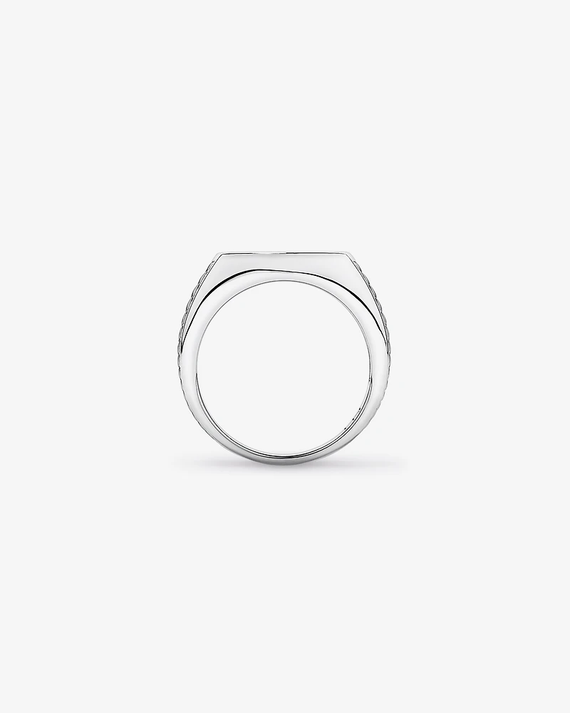 Bague embalière en onyx noir en argent sterling