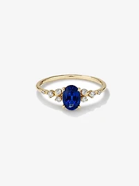 Bague Saphir avec diamants 0,12 ct PT en or jaune 10