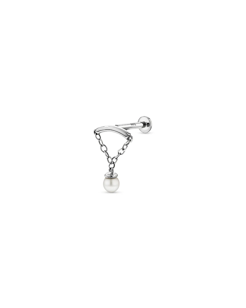 Cultured Freshwater Pearl Floating Single Helix in 10kt White Gold