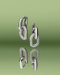 Boucles d’oreilles Paperclip Drop Huggie en argent sterling