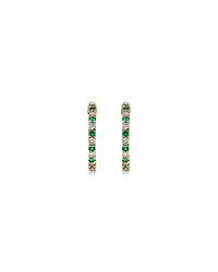 Boucles d'oreilles créoles 0,22 carat TW en diamants et émeraudes créées en or jaune 10 kt