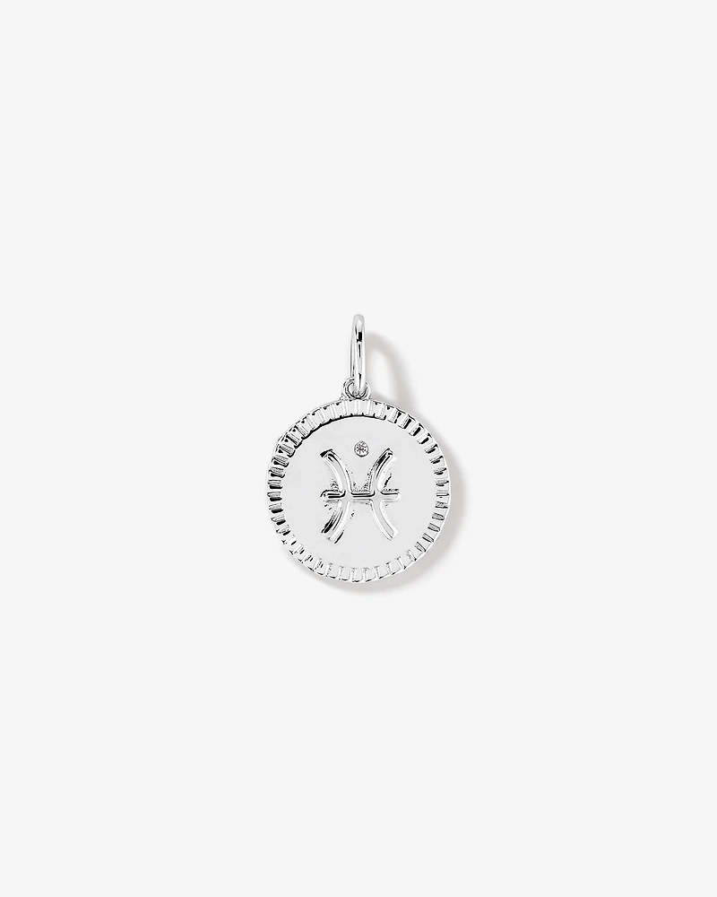 Diamond Accent Pisces Zodiac Pendant in Sterling Silver