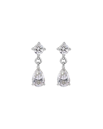 Drop Earrings with 1.00 Carat TW Pear and Round Brilliant Laboratory-Grown Diamonds in 10kt White Gold