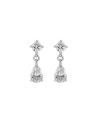 Drop Earrings with 1.00 Carat TW Pear and Round Brilliant Laboratory-Grown Diamonds in 10kt White Gold