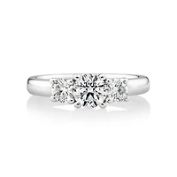 1.00 Carat TW Three Stone Round Brilliant Diamond Engagement Ring in 14kt Yellow and White Gold