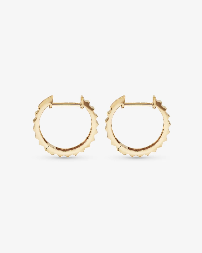 Ribbed Huggie Hoop Earrings 10kt Yellow Gold
