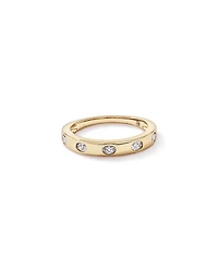 Alliance en or jaune 14 carats sertie d'un diamant ovale de synthèse 0,22 carat