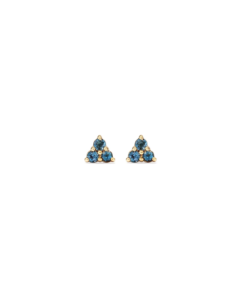 London Blue Topaz Trio Stud Earrings in 10kt Yellow Gold