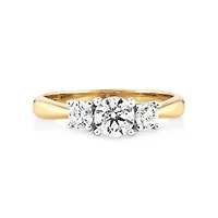 Bague de fiançailles en or jaune et blanc 14 K avec diamants totalisant 1 ct
