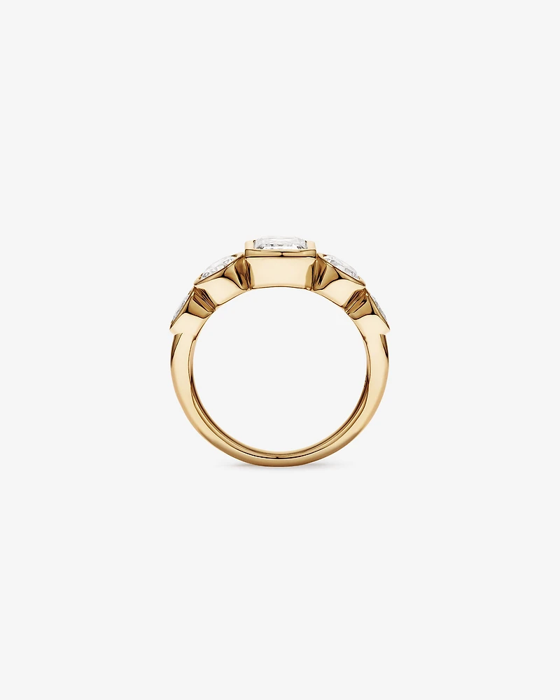 Bague de fiançailles en diamant cultivé laboratoire 5,90 carats sertie 2,90 or jaune 14